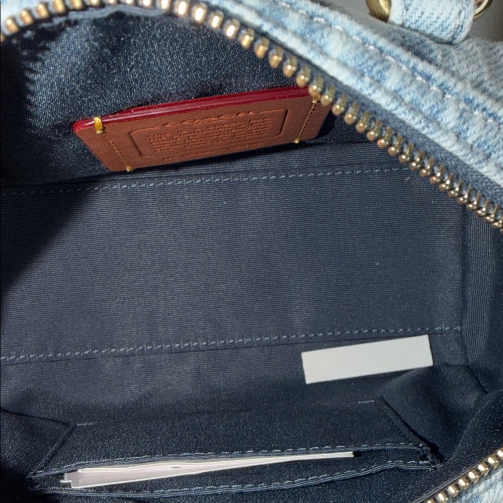 NWT Coach Mini Rowan Crossbody Bag In Loved Denim With Charms - Picture 8 of 10